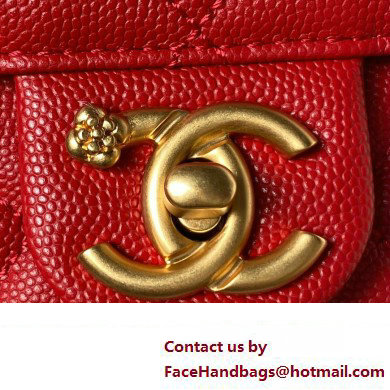 Chanel Grained Calfskin  &  Gold-Tone Metal Chain Backpack Bag AS4490 Red 2023